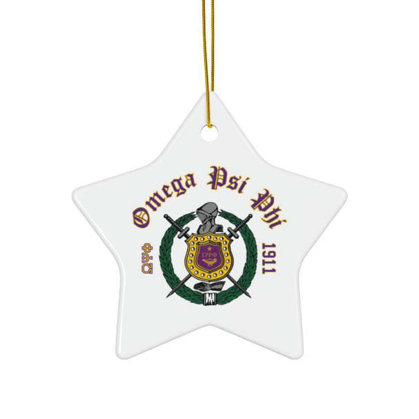 Omega Psi Phi Ceramic Ornaments, 3 Shapes To Choose From