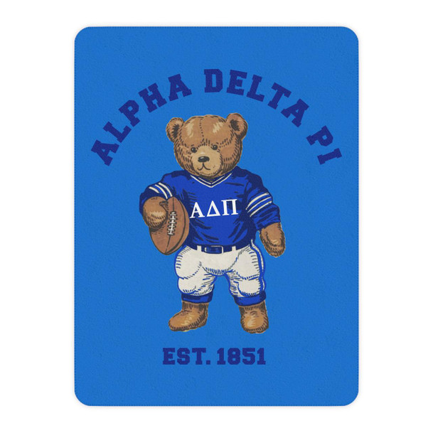 Alpha Delta Pi Teddy Bear Sherpa Blanket - Giant Size!