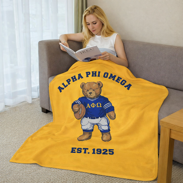 Alpha Phi Omega Teddy Bear Sherpa Blanket - Giant Size!