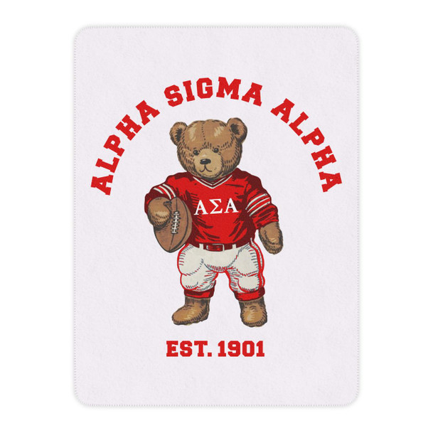 Alpha Sigma Alpha Teddy Bear Sherpa Blanket - Giant Size!