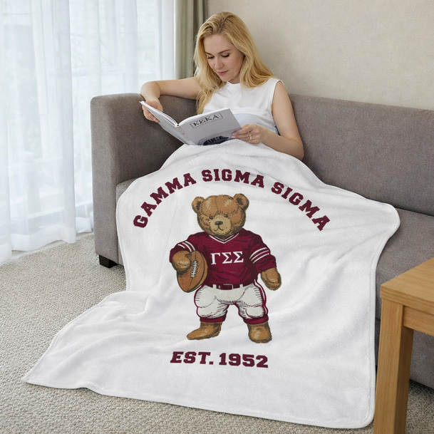 Gamma Sigma Sigma Teddy Bear Sherpa Blanket - Giant Size!
