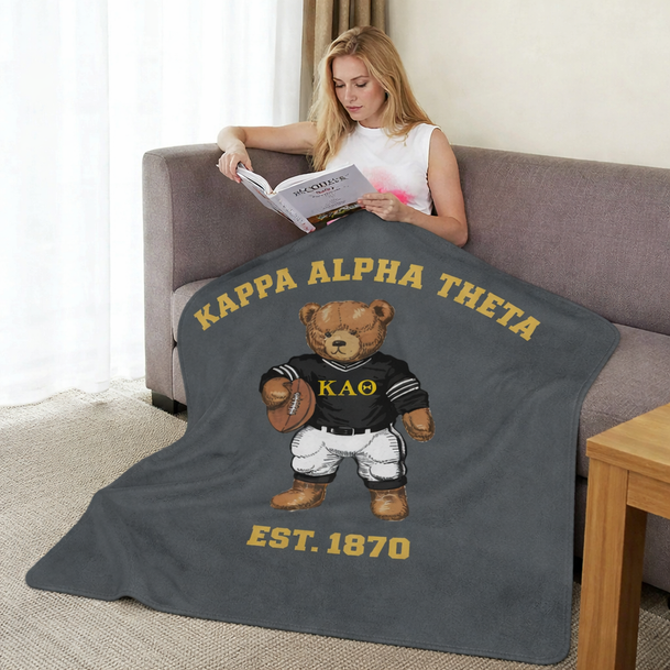 Kappa Alpha Theta Teddy Bear Sherpa Blanket - Giant Size!