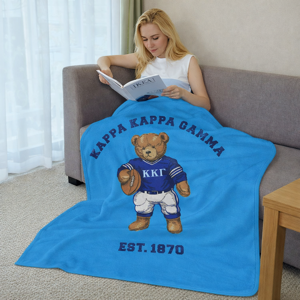 Kappa Kappa Gamma Teddy Bear Sherpa Blanket - Giant Size!
