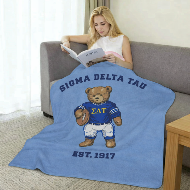 Sigma Delta Tau Teddy Bear Sherpa Blanket - Giant Size!