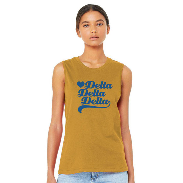 Printify Delta Delta Delta Tail Heart Bella + Canvas Muscle Tank 