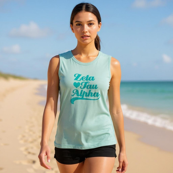 Zeta Tau Alpha Tail Heart Bella + Canvas Muscle Tank