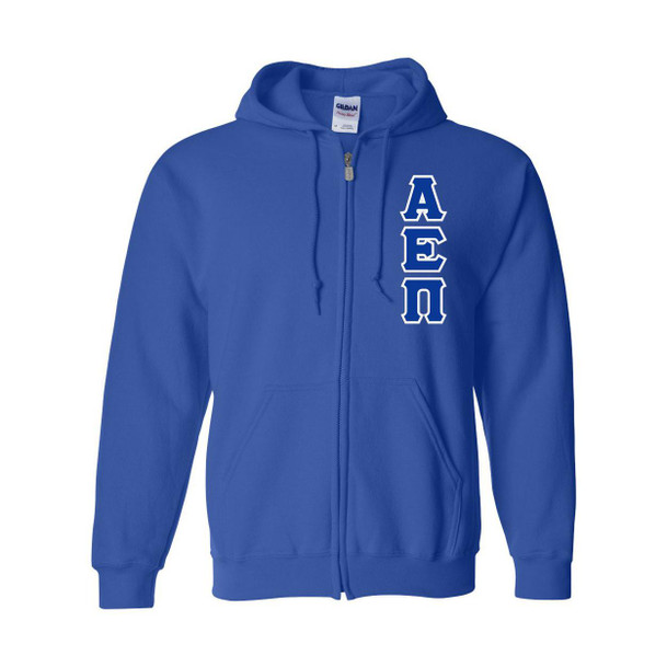  Alpha Epsilon Pi Heavy Full Zip Hoodie - 3" Letters 