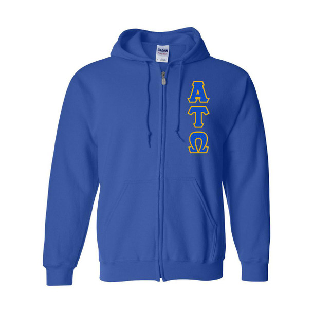  Alpha Tau Omega Heavy Full Zip Hoodie - 3" Letters 