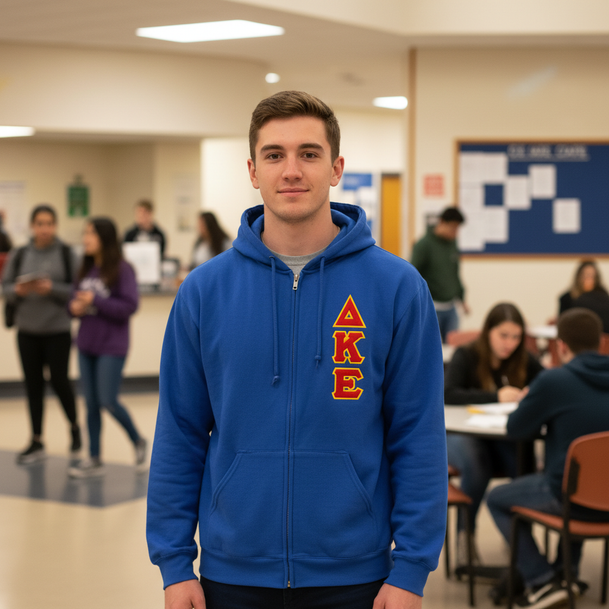 Delta Kappa Epsilon Heavy Full Zip Hoodie - 3" Letters