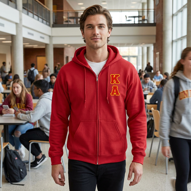 Kappa Alpha Heavy Full Zip Hoodie - 3" Letters