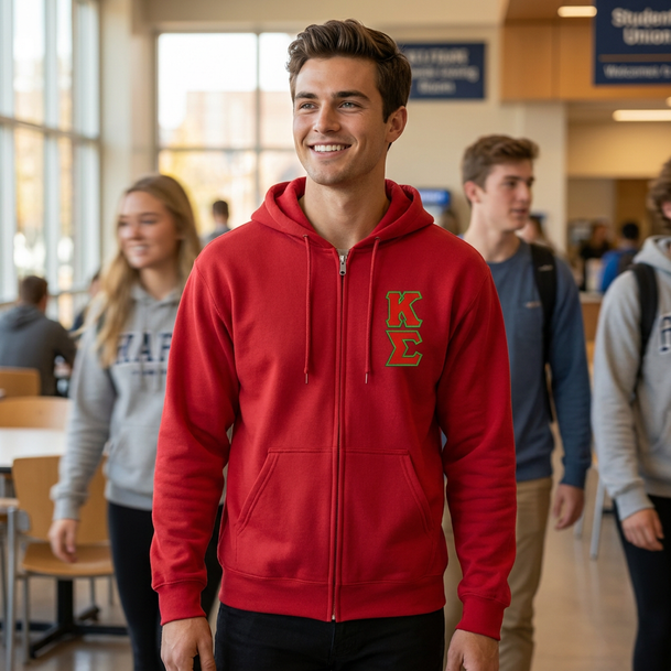 Kappa Sigma Heavy Full Zip Hoodie - 3" Letters