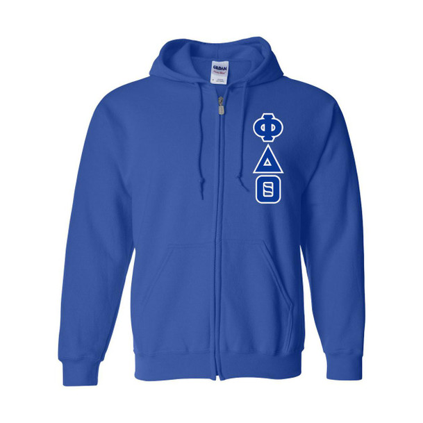  Phi Delta Theta Heavy Full Zip Hoodie - 3" Letters 