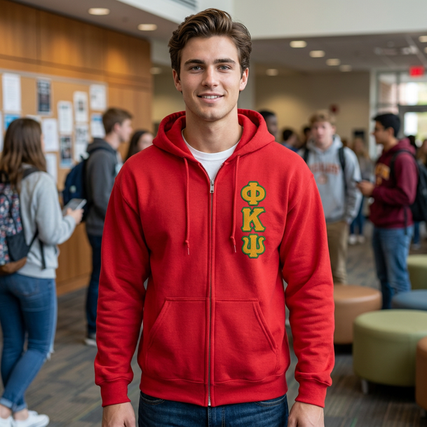 Phi Kappa Psi Heavy Full Zip Hoodie - 3" Letters