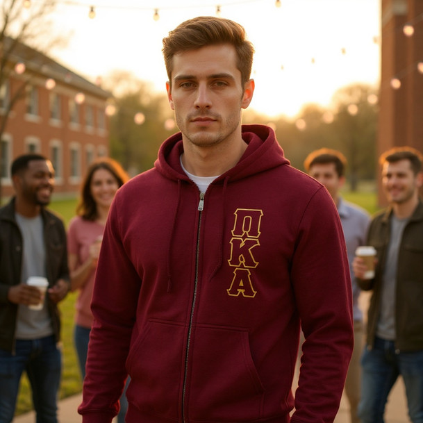 Pi Kappa Alpha Heavy Full Zip Hoodie - 3" Letters