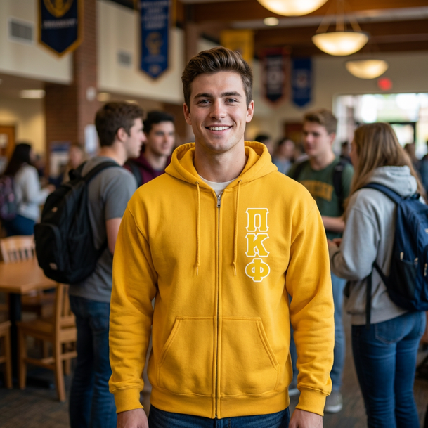 Pi Kappa Phi Heavy Full Zip Hoodie - 3" Letters