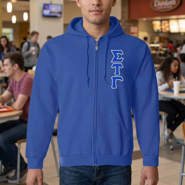 Sigma Tau Gamma Heavy Full Zip Hoodie - 3" Letters