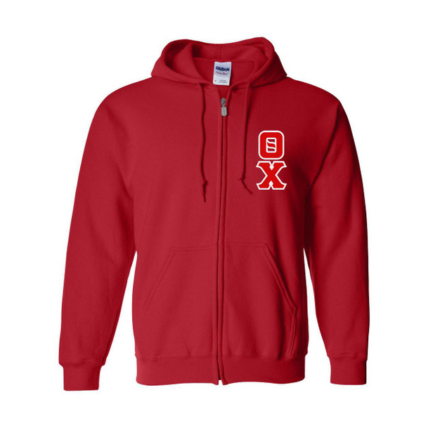  Theta Chi Heavy Full Zip Hoodie - 3" Letters 