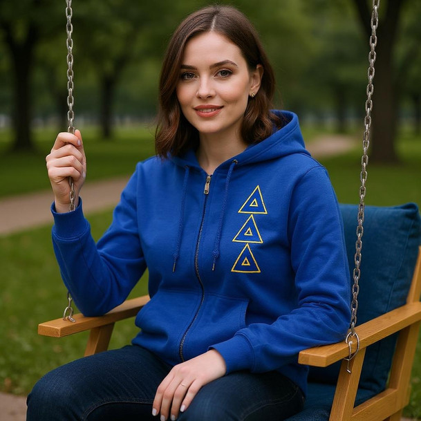 Delta Delta Delta Heavy Full Zip Hoodie - 3" Letters