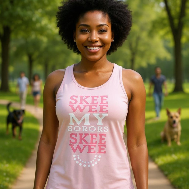 Alpha Kappa Alpha Skee Wee My Sorors Racer Back Tank Top - Bella Canvas