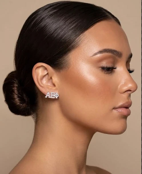 Sorority White Gold Studded Earrings
