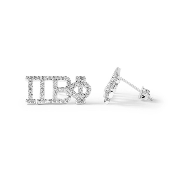 Pi Beta Phi White Gold Studded Earrings