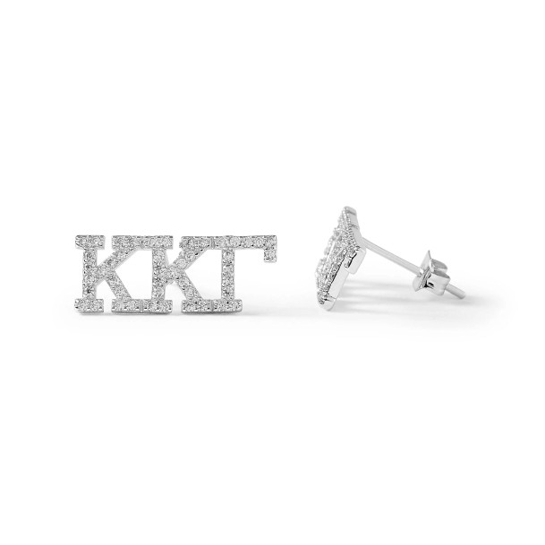 Kappa Kappa Gamma White Gold Studded Earrings