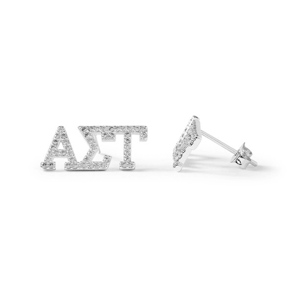 Alpha Sigma Tau White Gold Studded Earrings
