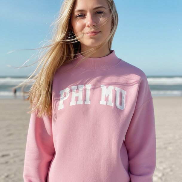 Phi Mu Varsity Lightweight Mockneck Sweatshirt