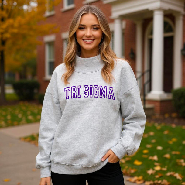 Sigma Sigma Sigma Varsity Lightweight Mockneck Sweatshirt