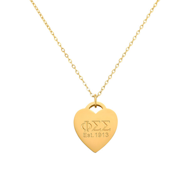 Phi Sigma Sigma Heart Tag Necklace