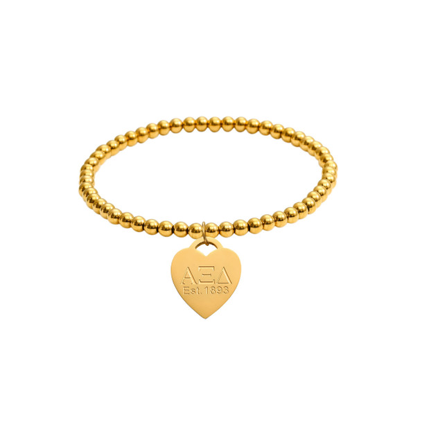 Alpha Xi Delta Heart Tag Bead Bracelet