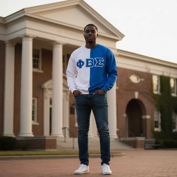 Phi Beta Sigma Two Tone Twill Crewneck Sweatshirt