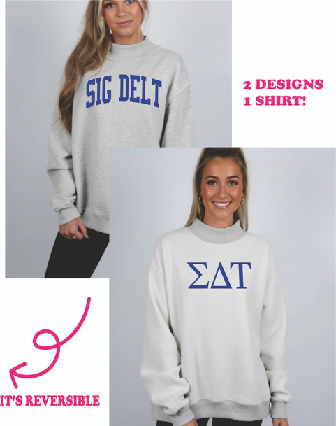 Sigma Delta Tau Reversible Varsity Mockneck Sweatshirt