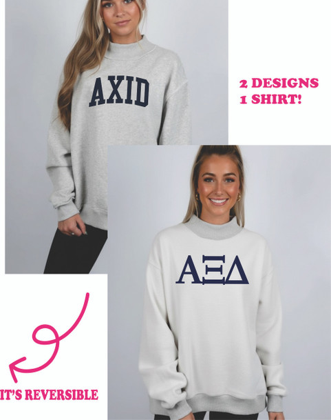 Alpha Xi Delta Reversible Varsity Mockneck Sweatshirt