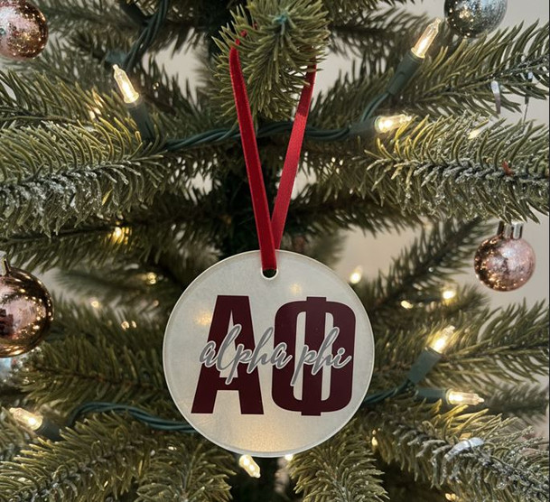Sorority Frosted Glass Christmas Ornaments