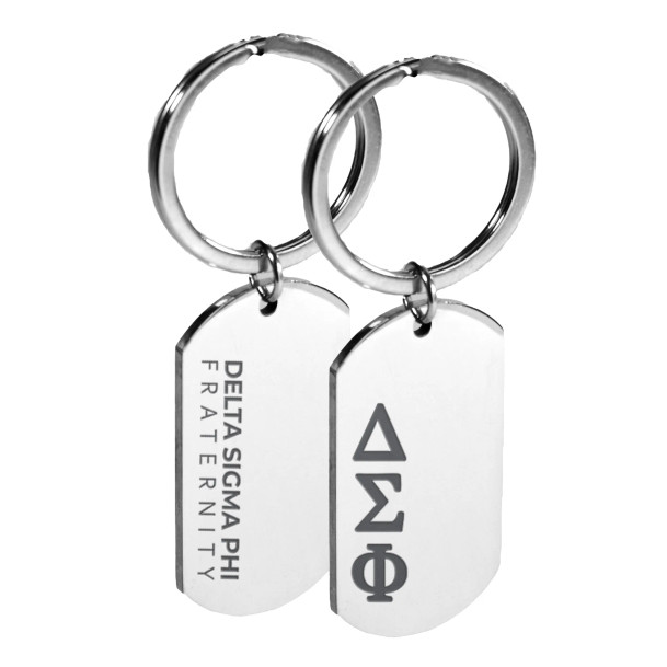 Delta Sigma Phi Engraved Dog Tag Keychain