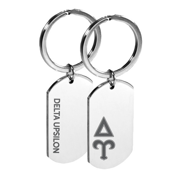 Delta Upsilon Engraved Dog Tag Keychain