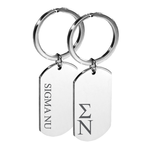 Sigma Nu Engraved Dog Tag Keychain