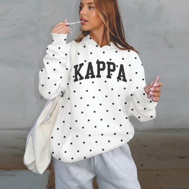 Kappa Kappa Gamma Oversized Polka Dot Drop Shoulder Hoodie Sweatshirt