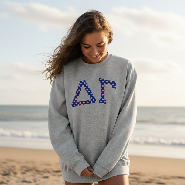 Delta Gamma Greek Polka Dots Crewneck Sweatshirt