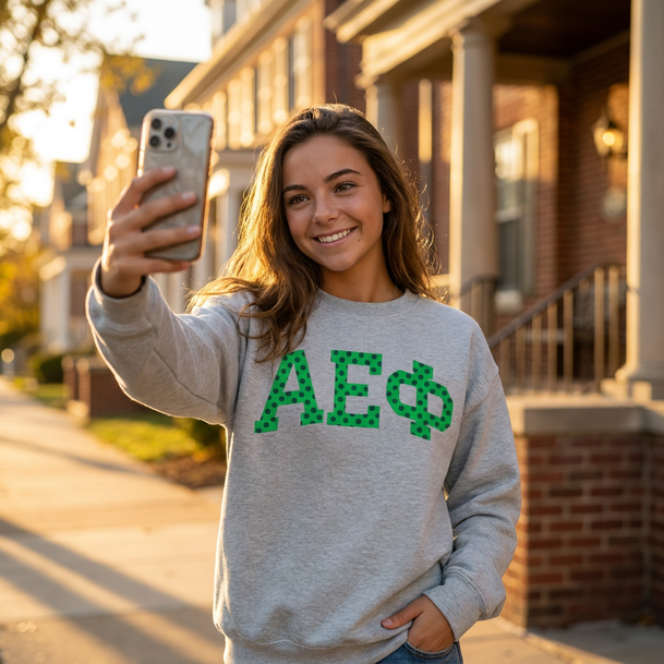 Alpha Epsilon Phi Greek Polka Dots Crewneck Sweatshirt