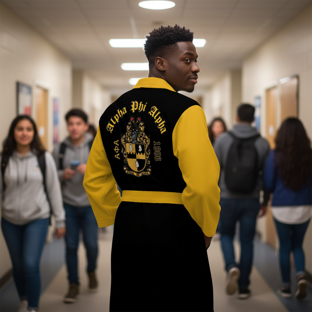Black & Gold Crest Alpha Phi Alpha Bathrobe