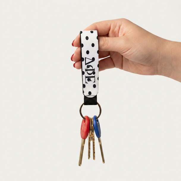 Delta Phi Epsilon Polka Dot Strap Keychain