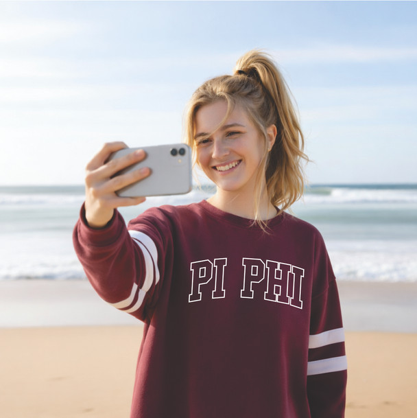 Sorority Oversized Striped Crewneck Sweatshirt