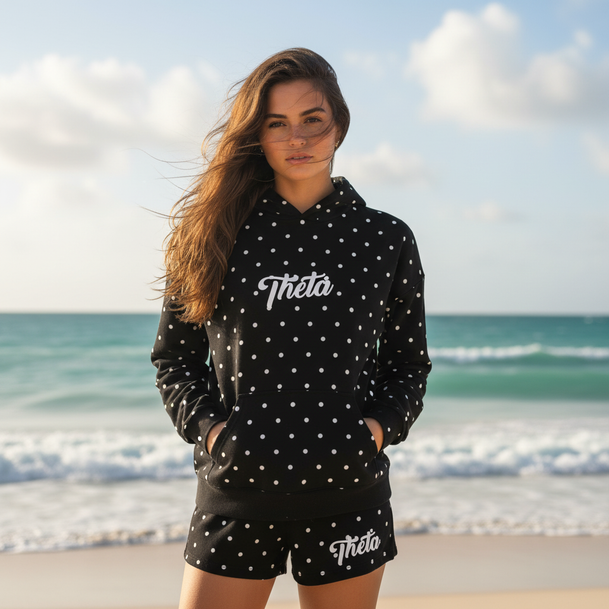 Sorority Oversized Polka Dot Hoodie and Shorts  Set