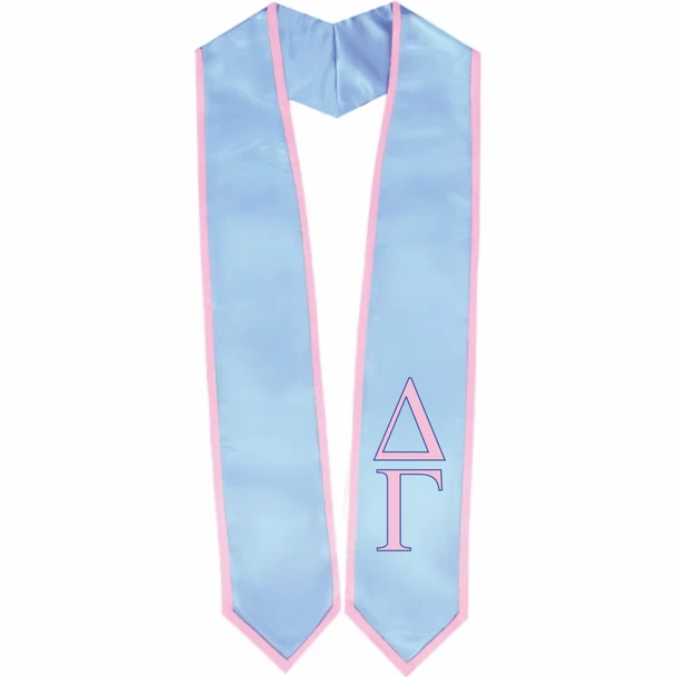 DISCOUNT-Delta Gamma Greek 2 Tone Lettered Graduation Sash Stole