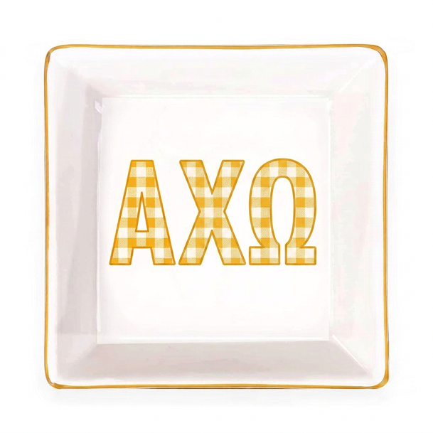 Alpha Chi Omega Gold Trim Jewelry Dish