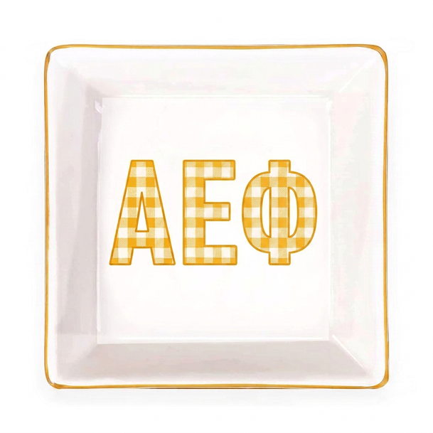 Alpha Epsilon Phi Gold Trim Jewelry Dish