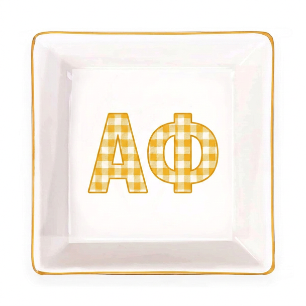 Alpha Phi Gold Trim Jewelry Dish