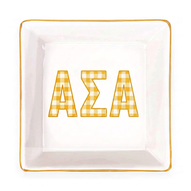 Alpha Sigma Alpha Gold Trim Jewelry Dish